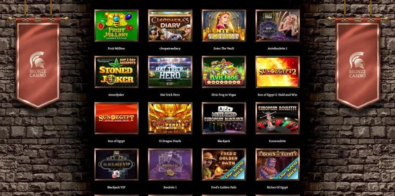 Popular Games and Slots at Bronze Casino