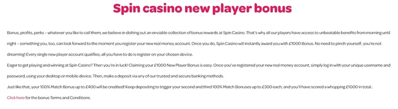 Bonus to the first deposit at Spin casino
