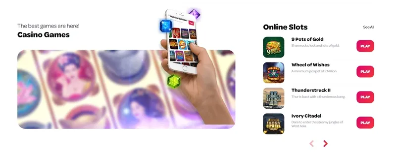 Popular games and slots in Spin casino