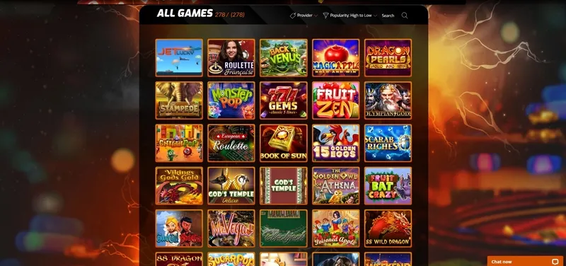 Popular Games and Slots at Casino Intense