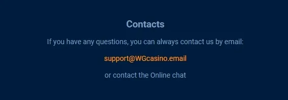 WG Casino Customer Service Contact